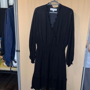 Emma & Michele Black Long Sleeve Dress